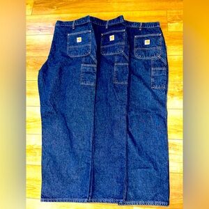 Lot 3 Carhartt Relaxed Utility Jeans Mens Size 44x32 Dark Denim Flame Resistant